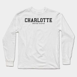 Charlotte North Carolina United States Vintage Minimalist Charlotte North Carolina State Name Sport Design Tees Long Sleeve T-Shirt